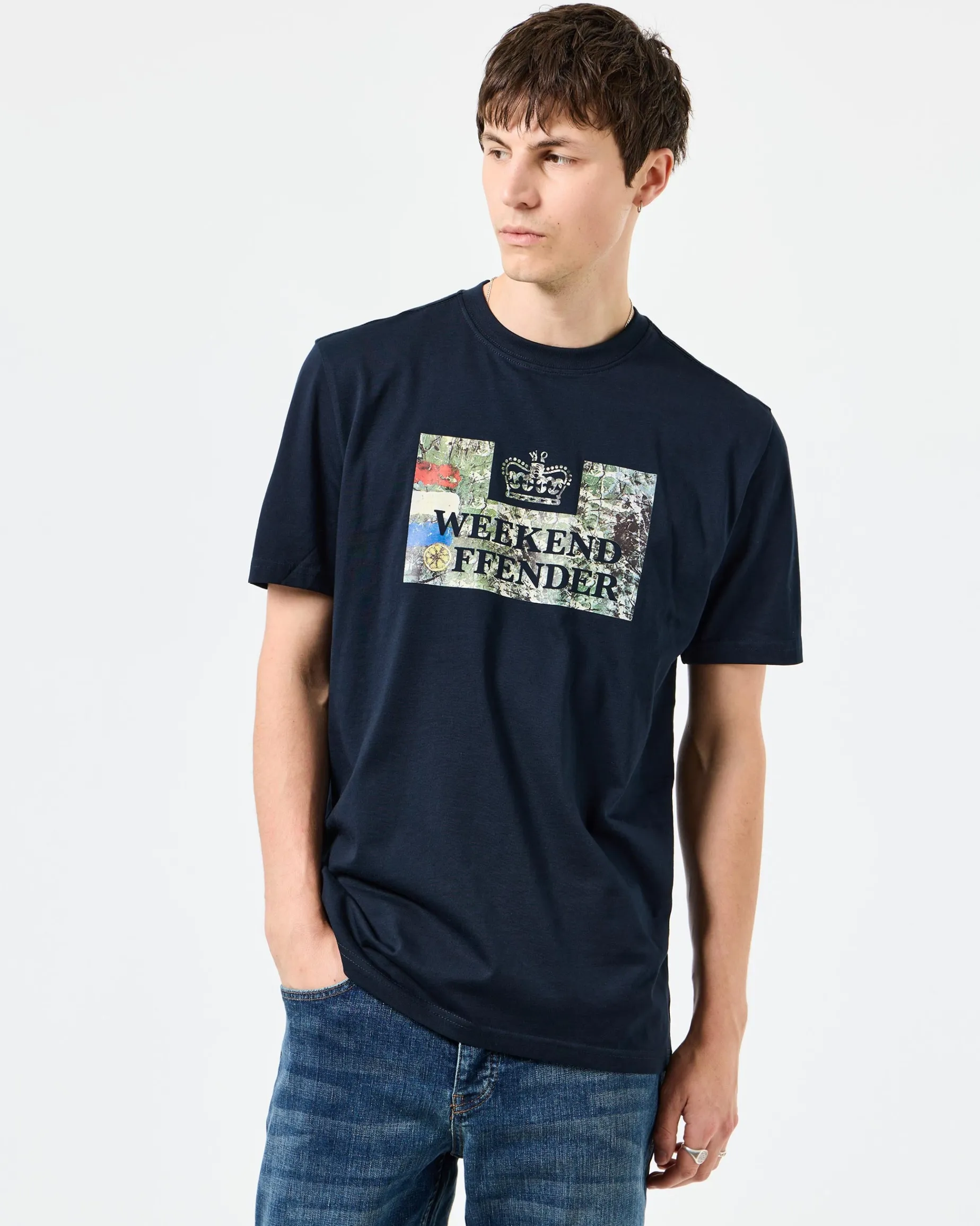 Badman Grafik T-Shirt Marine