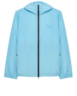 Football + Festivals Wasserdichte Pack-Away-Jacke Ocean Wave Blue