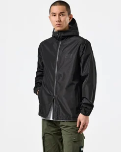 Football + Festivals Wasserdichte Pack-Away-Jacke Schwarz