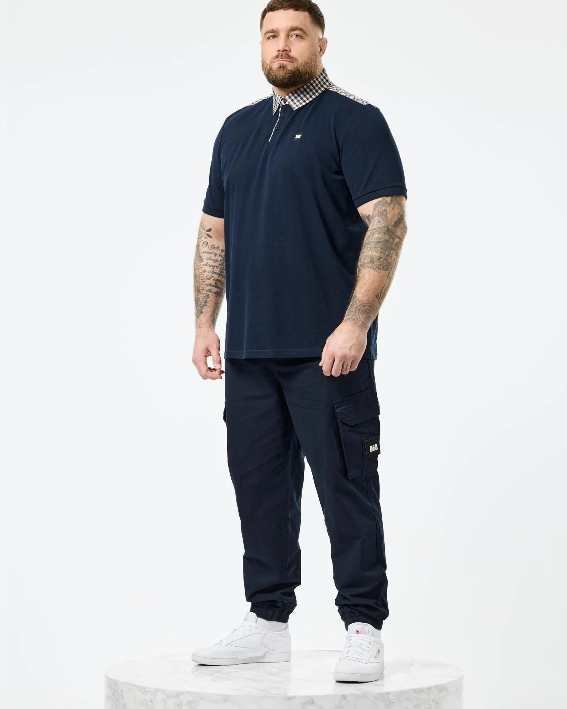 Große Größen - Costa Poloshirt Navy/Mid House Check