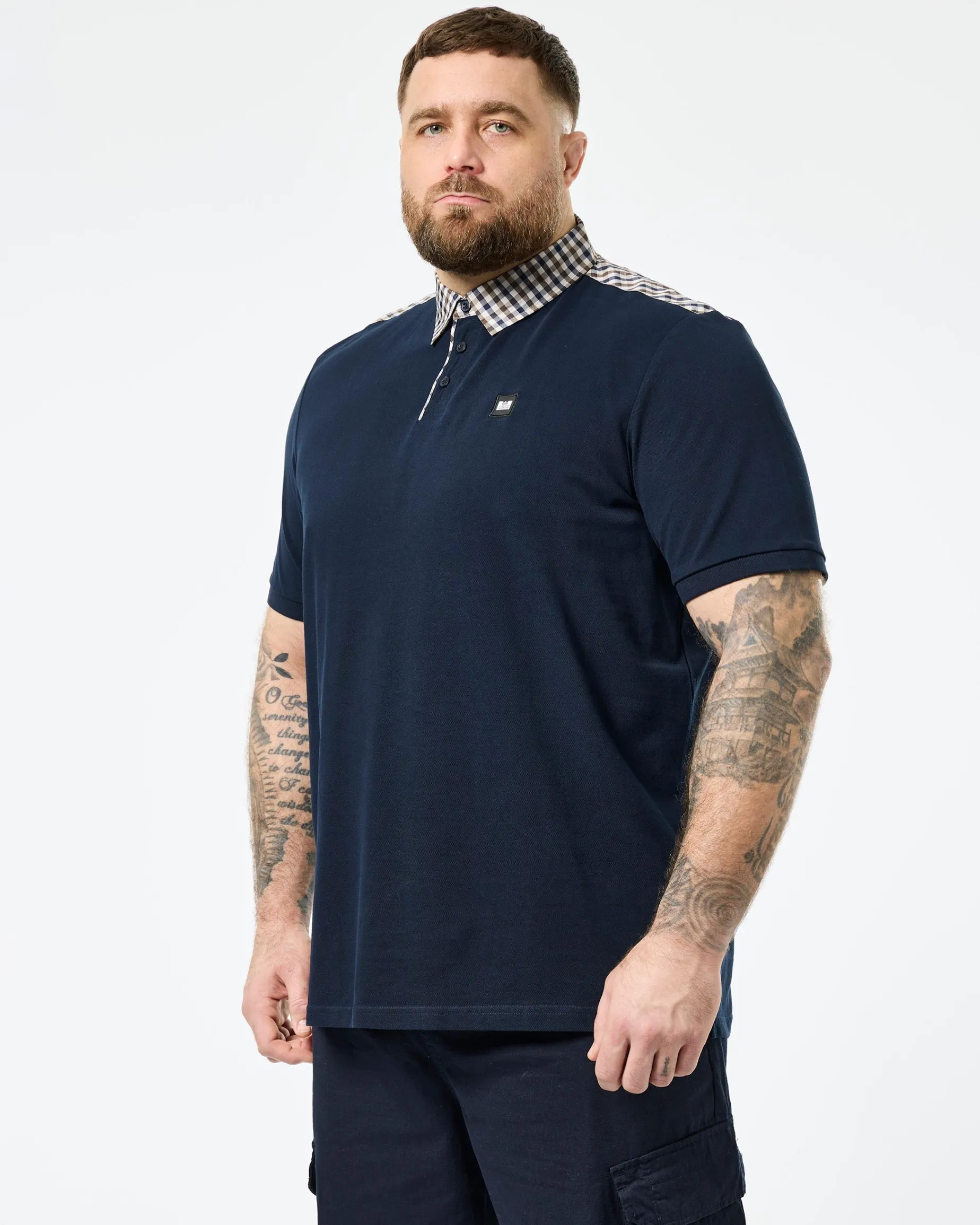 Große Größen - Costa Poloshirt Navy/Mid House Check