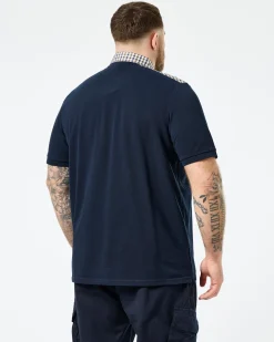 Große Größen - Costa Poloshirt Navy/Mid House Check