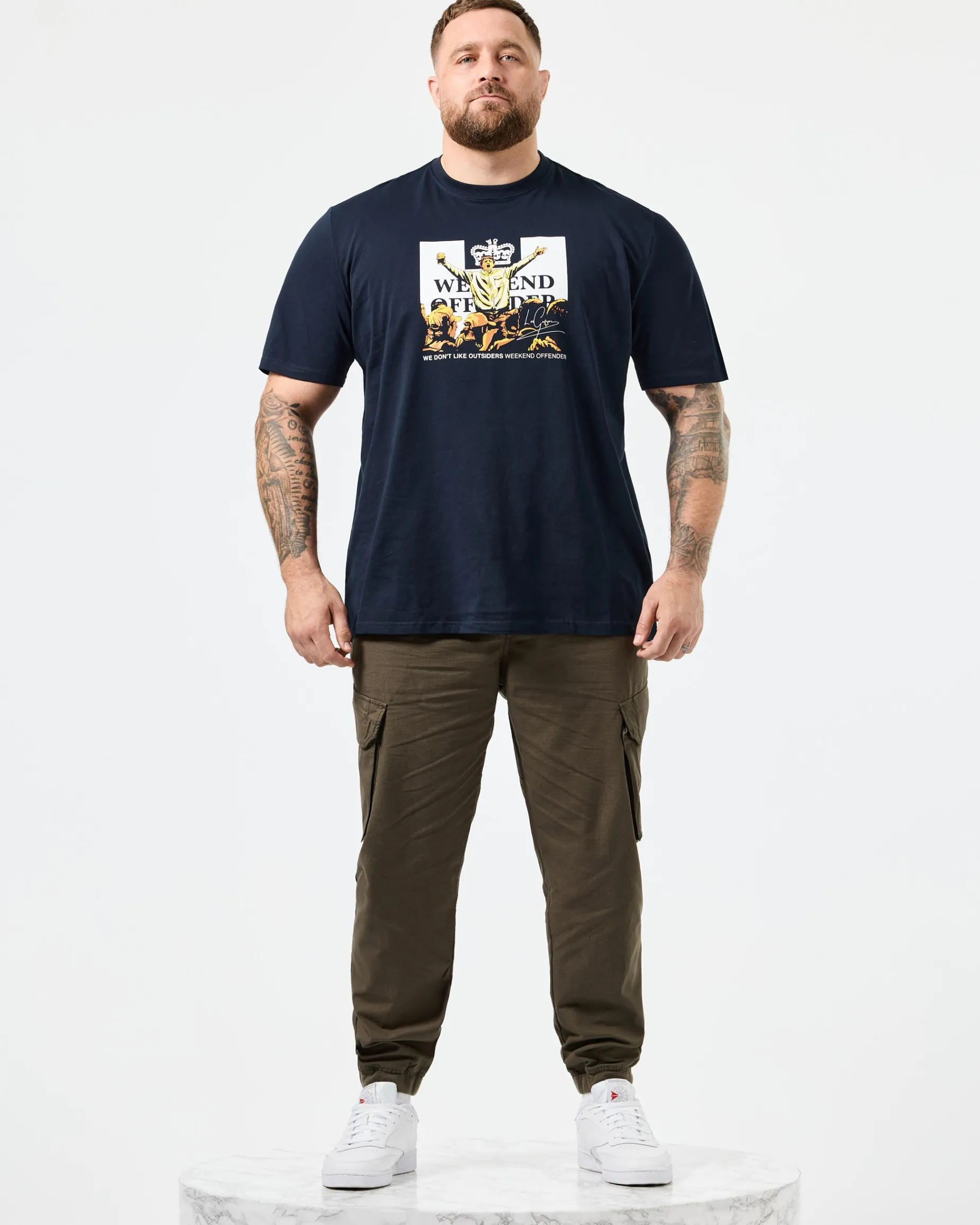 Große Größen - Leo Gregory Grafik-T-Shirt Marineblau