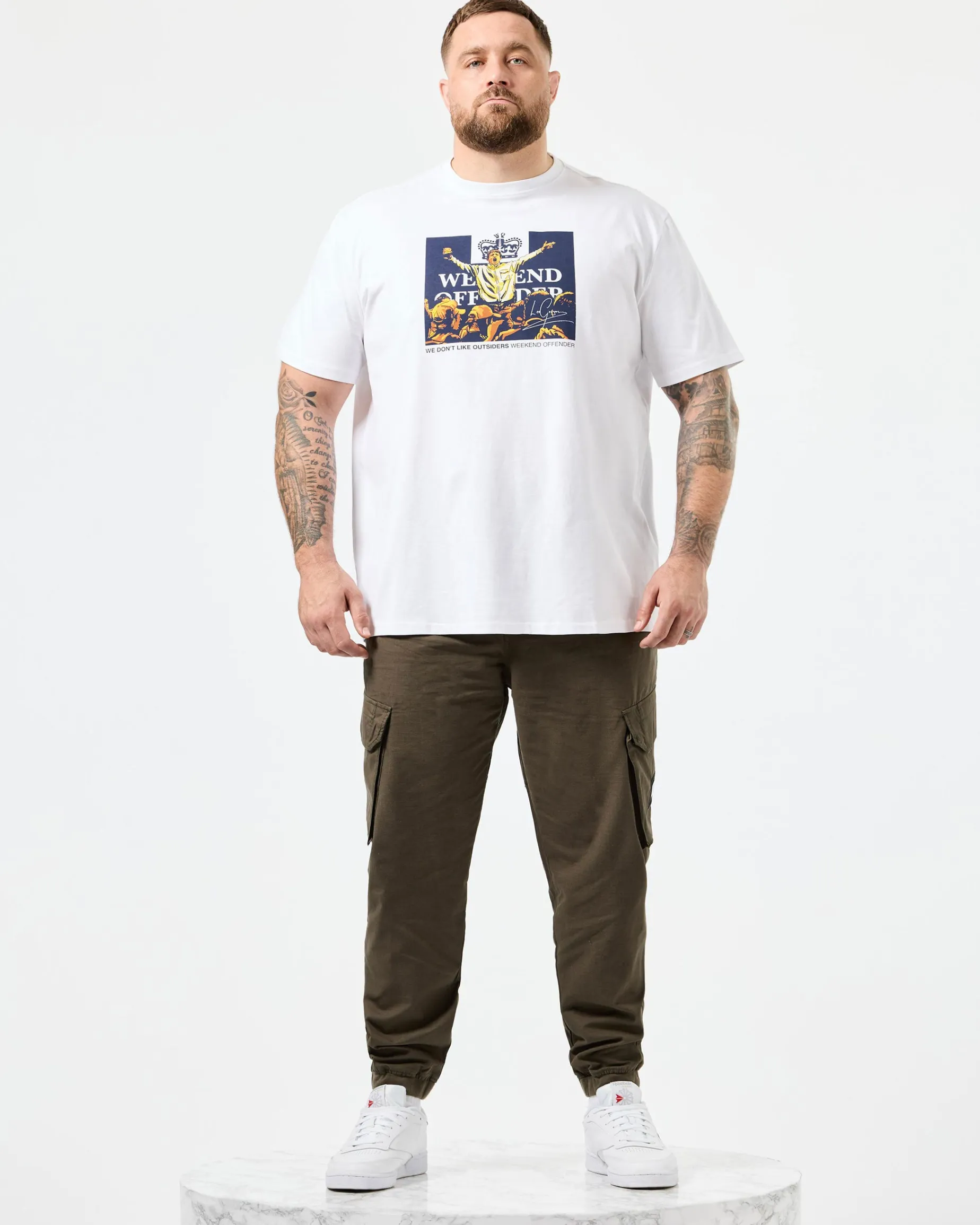 Große Größen - Leo Gregory Grafik-T-Shirt Weiß