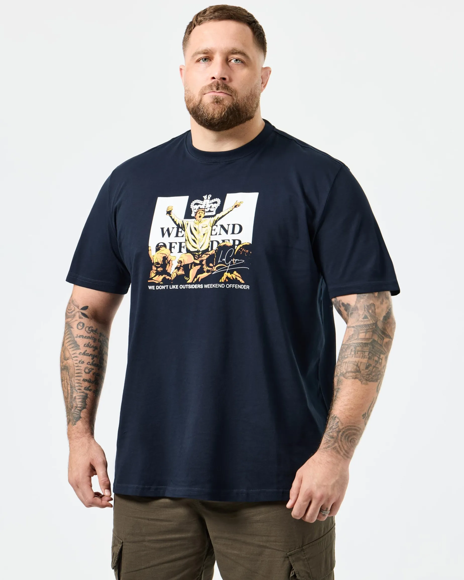 Große Größen - Leo Gregory Grafik-T-Shirt Marineblau