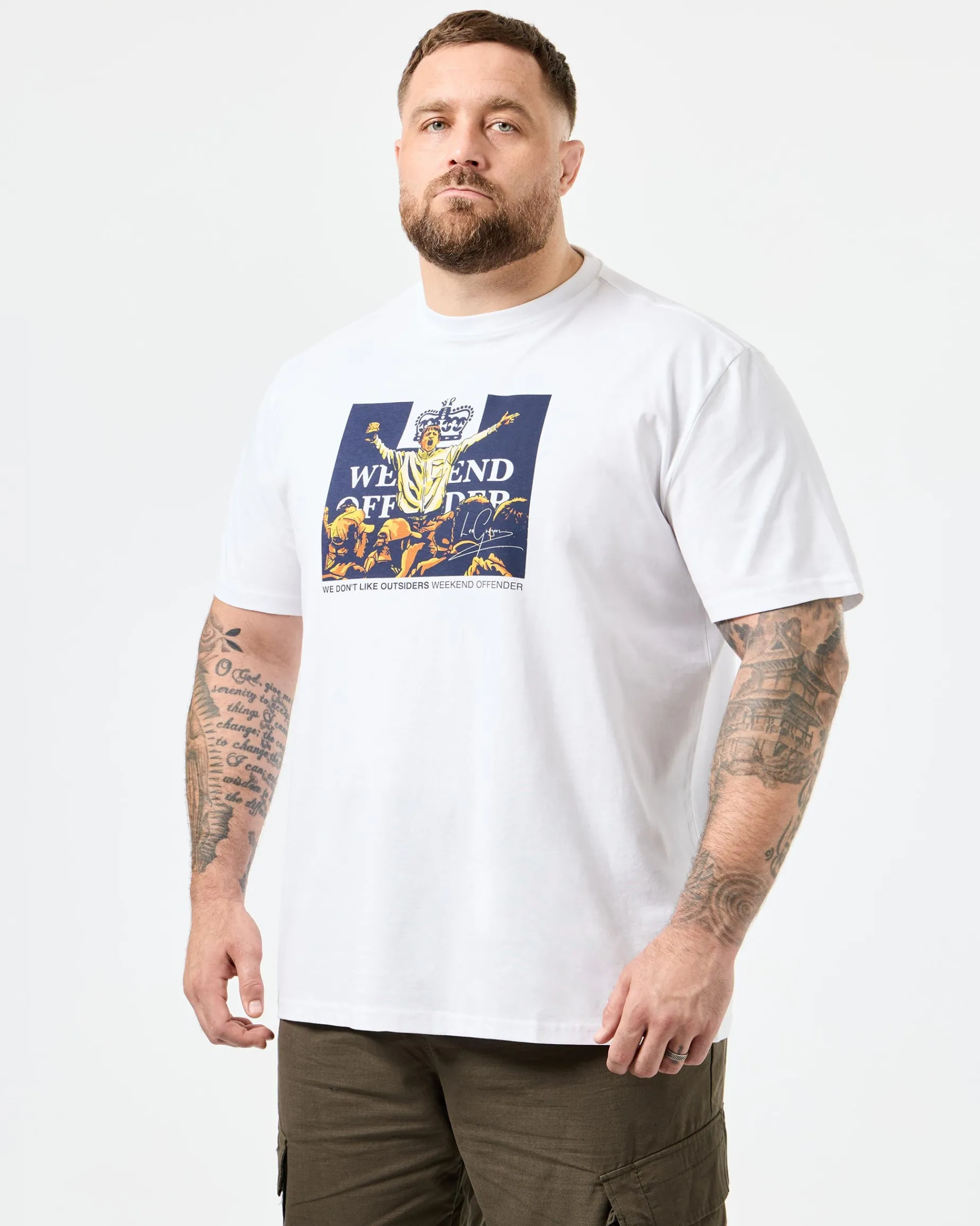 Große Größen - Leo Gregory Grafik-T-Shirt Weiß