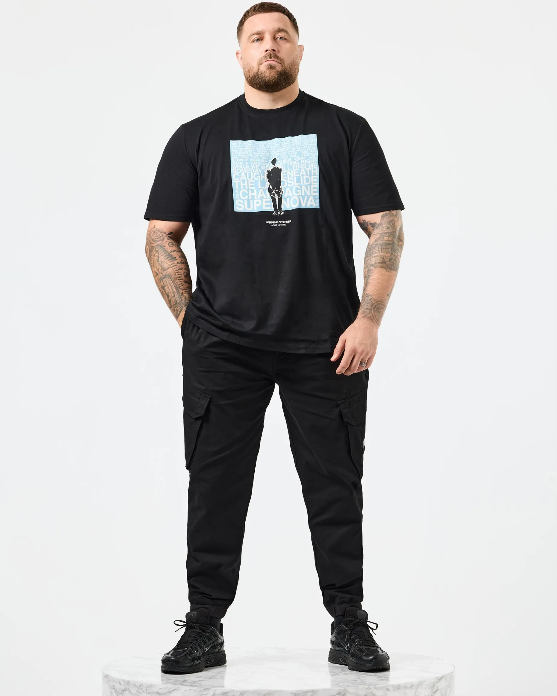 Große Größen - Supernova Grafik T-Shirt Schwarz/Blau