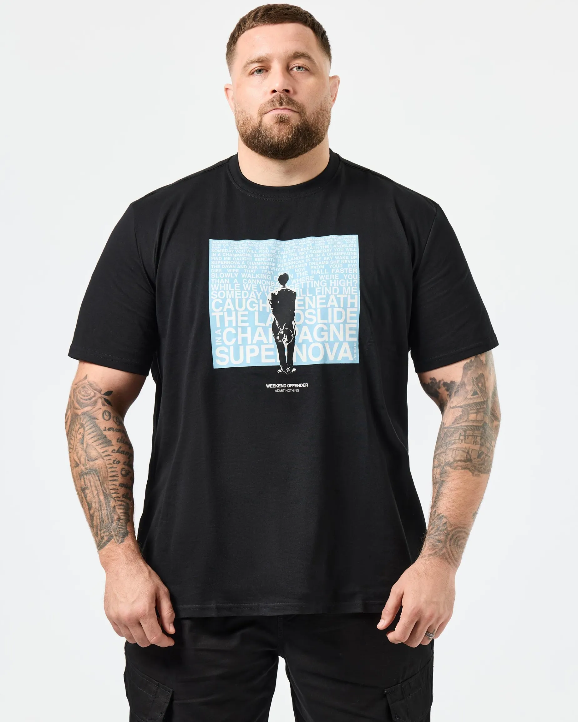 Große Größen - Supernova Grafik T-Shirt Schwarz/Blau