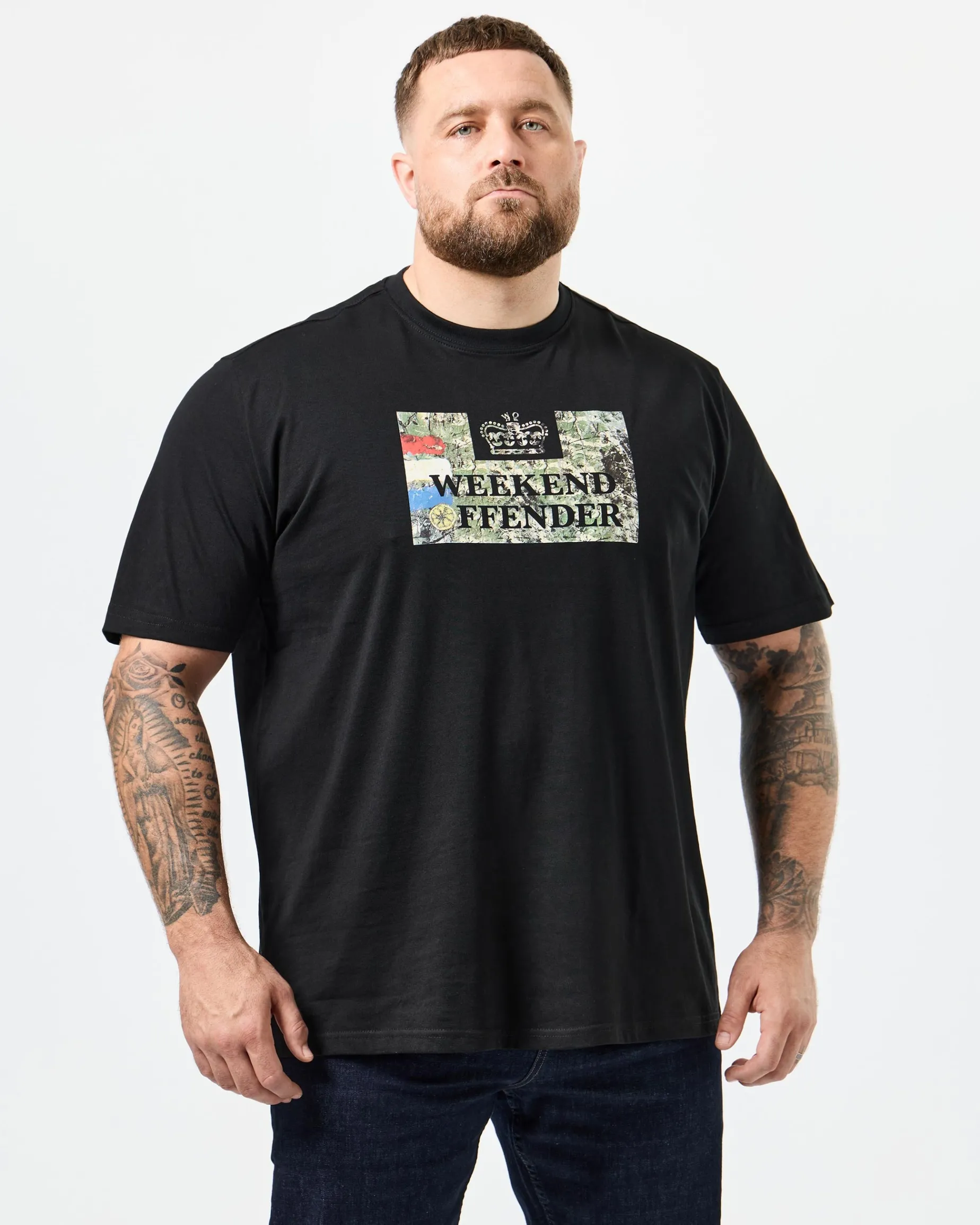 Große Größen - T-Shirt mit Badman-Grafik, Schwarz