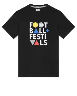 Große Größen - T-Shirt mit Grafik „Football + Festivals“ in Schwarz