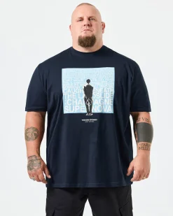 Große Größen - T-Shirt mit Grafik „Supernova“ Marineblau/Blau