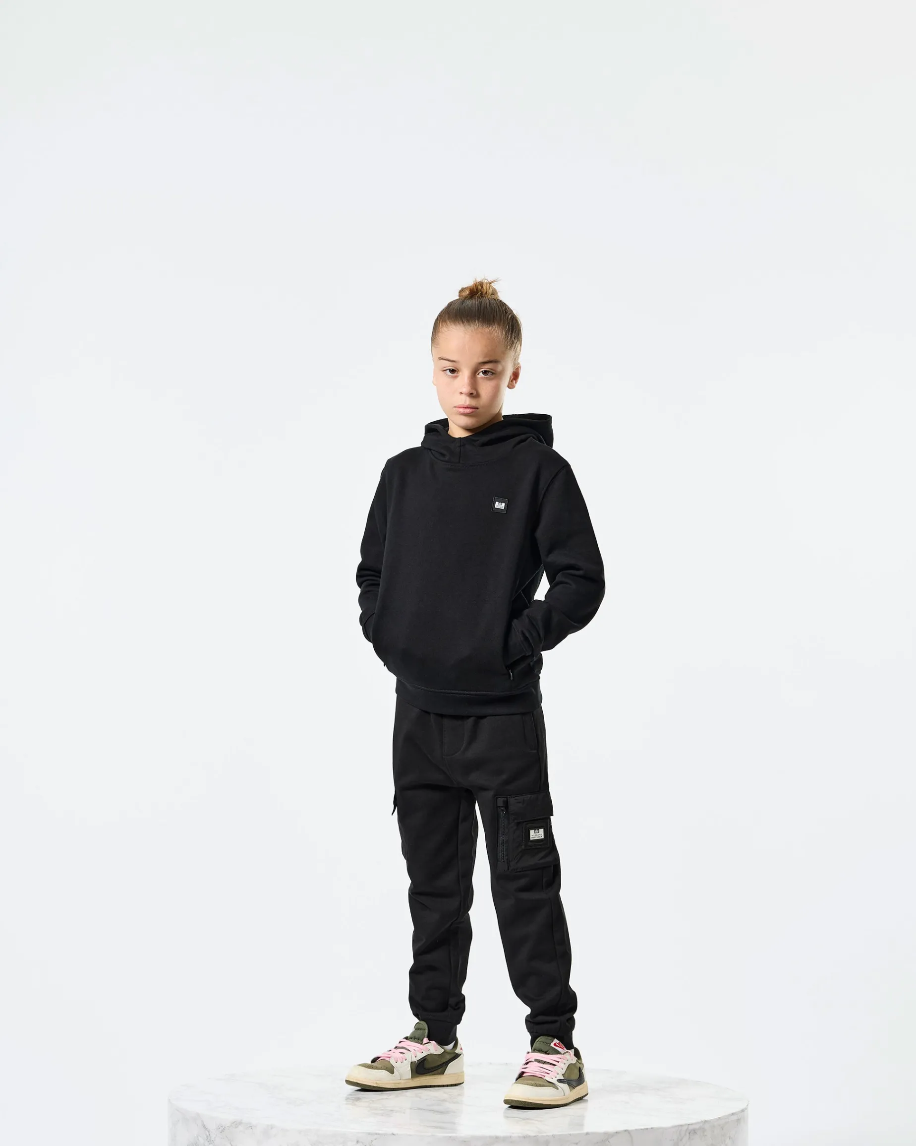 Kinder Ribbe Hoodie Schwarz