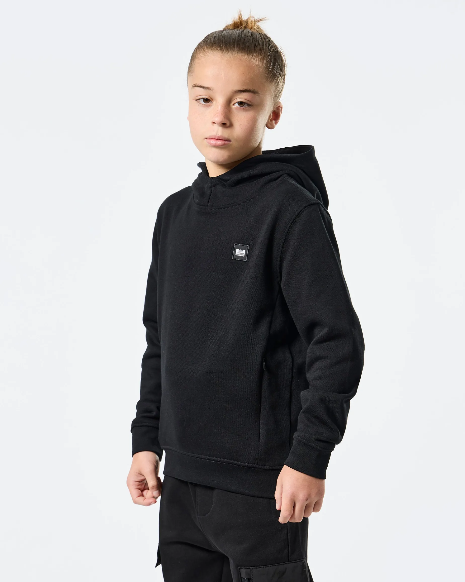 Kinder Ribbe Hoodie Schwarz