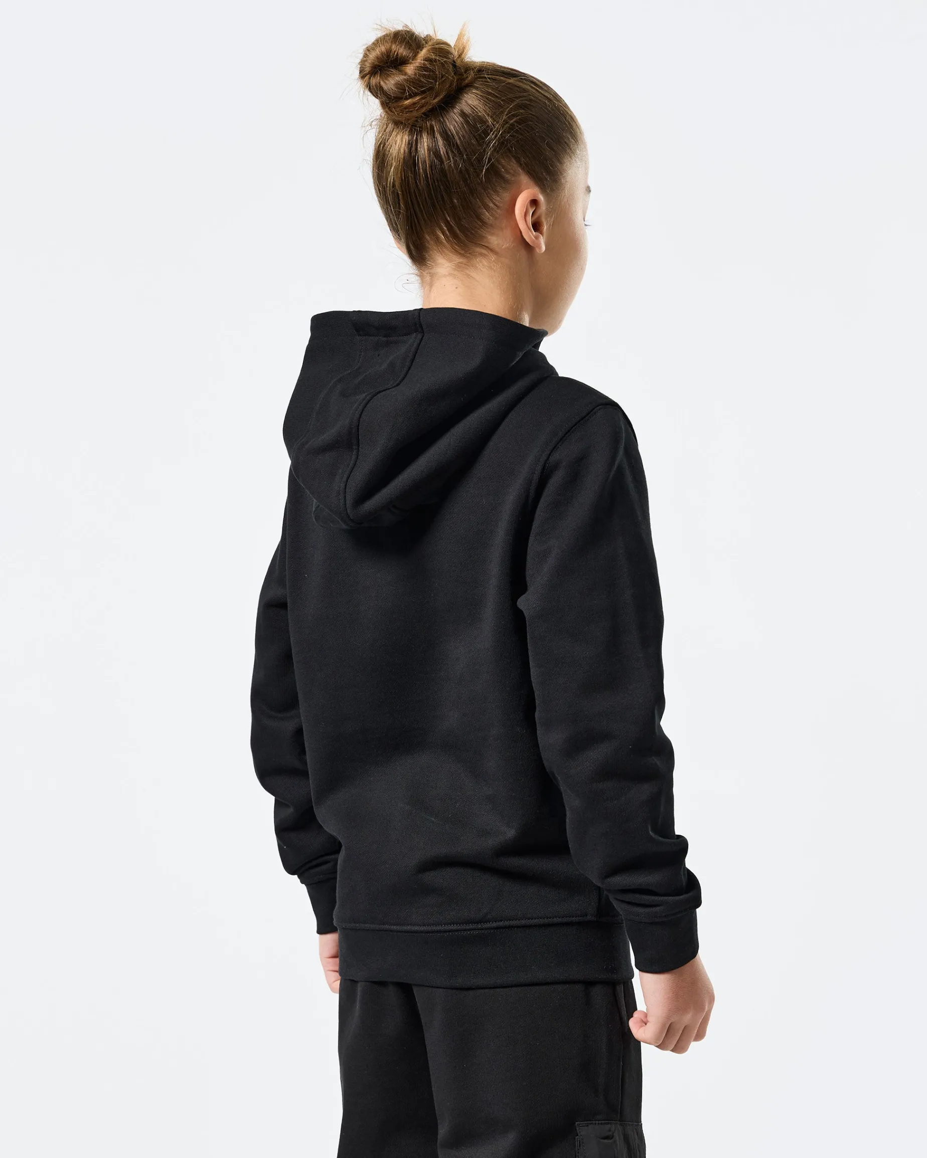 Kinder Ribbe Hoodie Schwarz