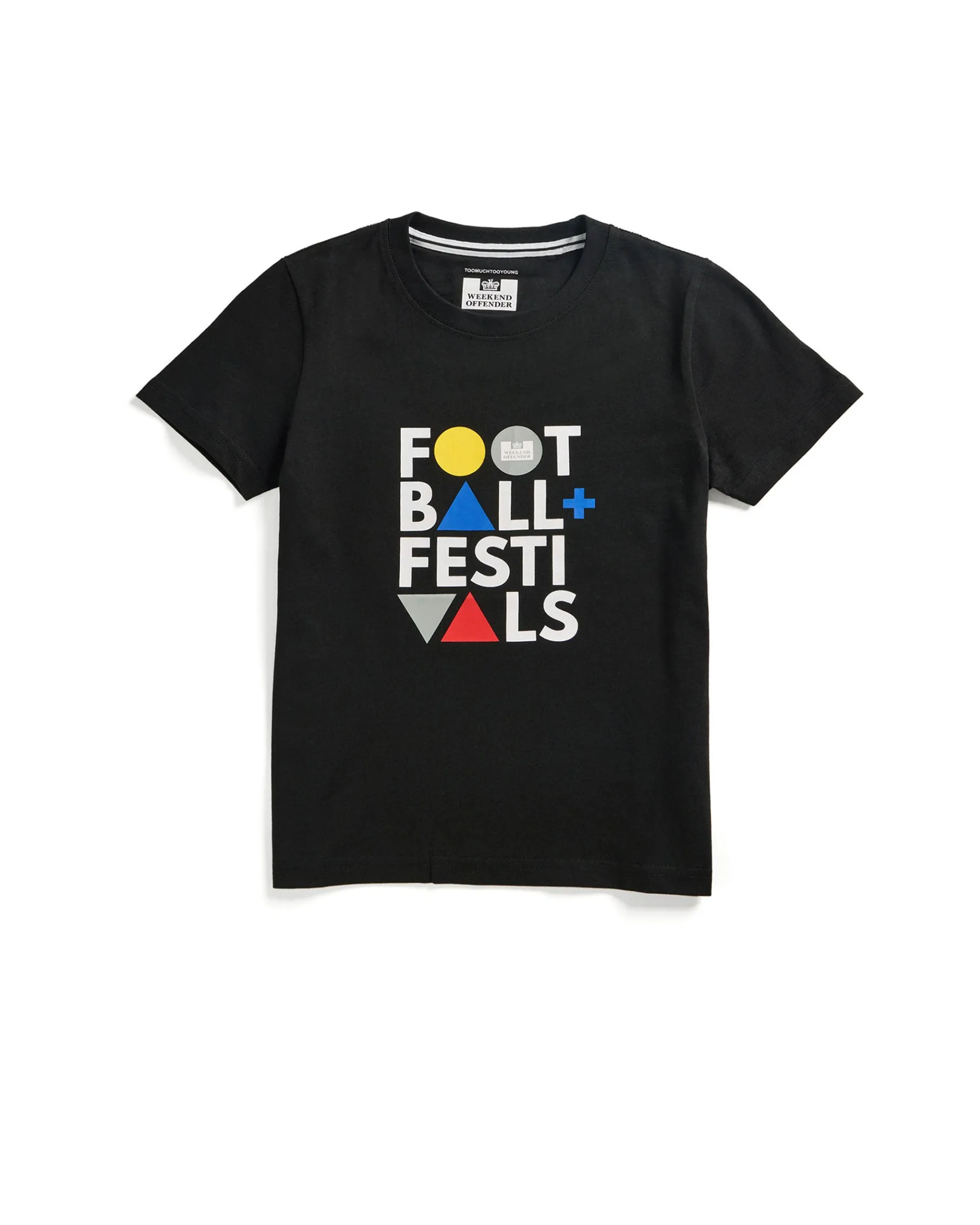 Kinder T-Shirt mit Grafik „Football + Festivals“ in Schwarz