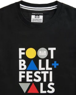 Kinder T-Shirt mit Grafik „Football + Festivals“ in Schwarz