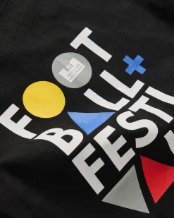 Kinder T-Shirt mit Grafik „Football + Festivals“ in Schwarz