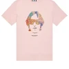Kinky Afro Grafik T-Shirt Blasses Rouge