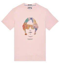 Kinky Afro Grafik T-Shirt Blasses Rouge