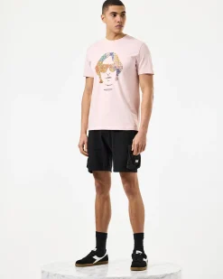 Kinky Afro Grafik T-Shirt Blasses Rouge