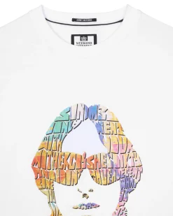 Kinky Afro Grafik T-Shirt Weiß