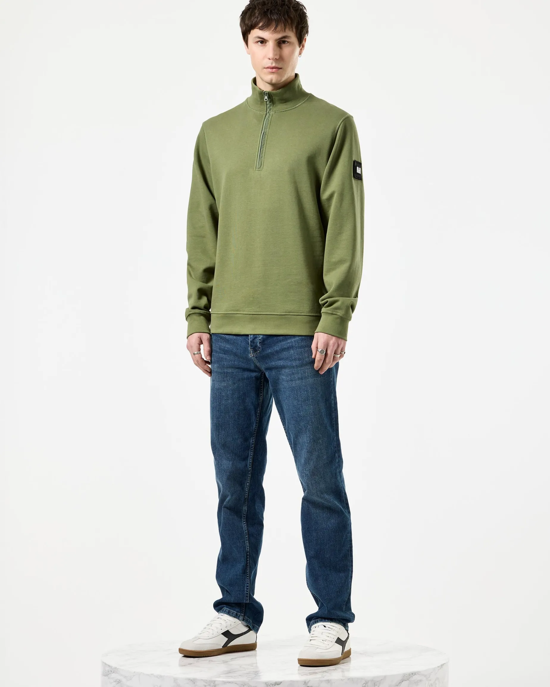 Kraviz Sweatshirt mit Viertelreißverschluss Sapling Green