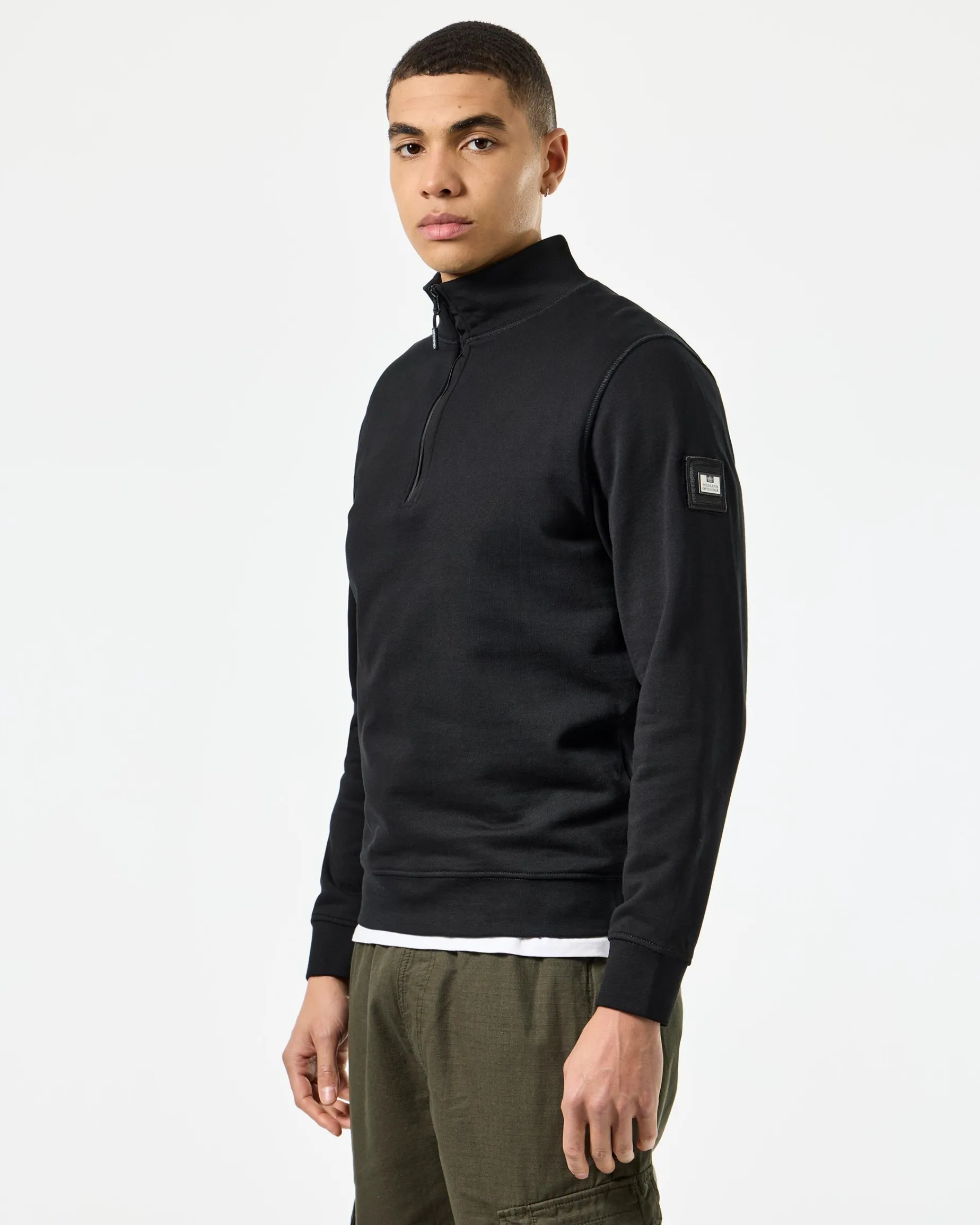Kraviz Sweatshirt mit Viertelreißverschluss, Schwarz