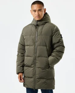 Lange Daunenjacke „Sapporo“ in Burggrün