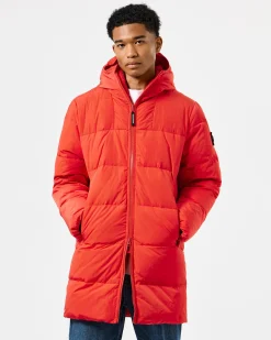 Lange Daunenjacke „Sapporo“ in Cayenne-Rot