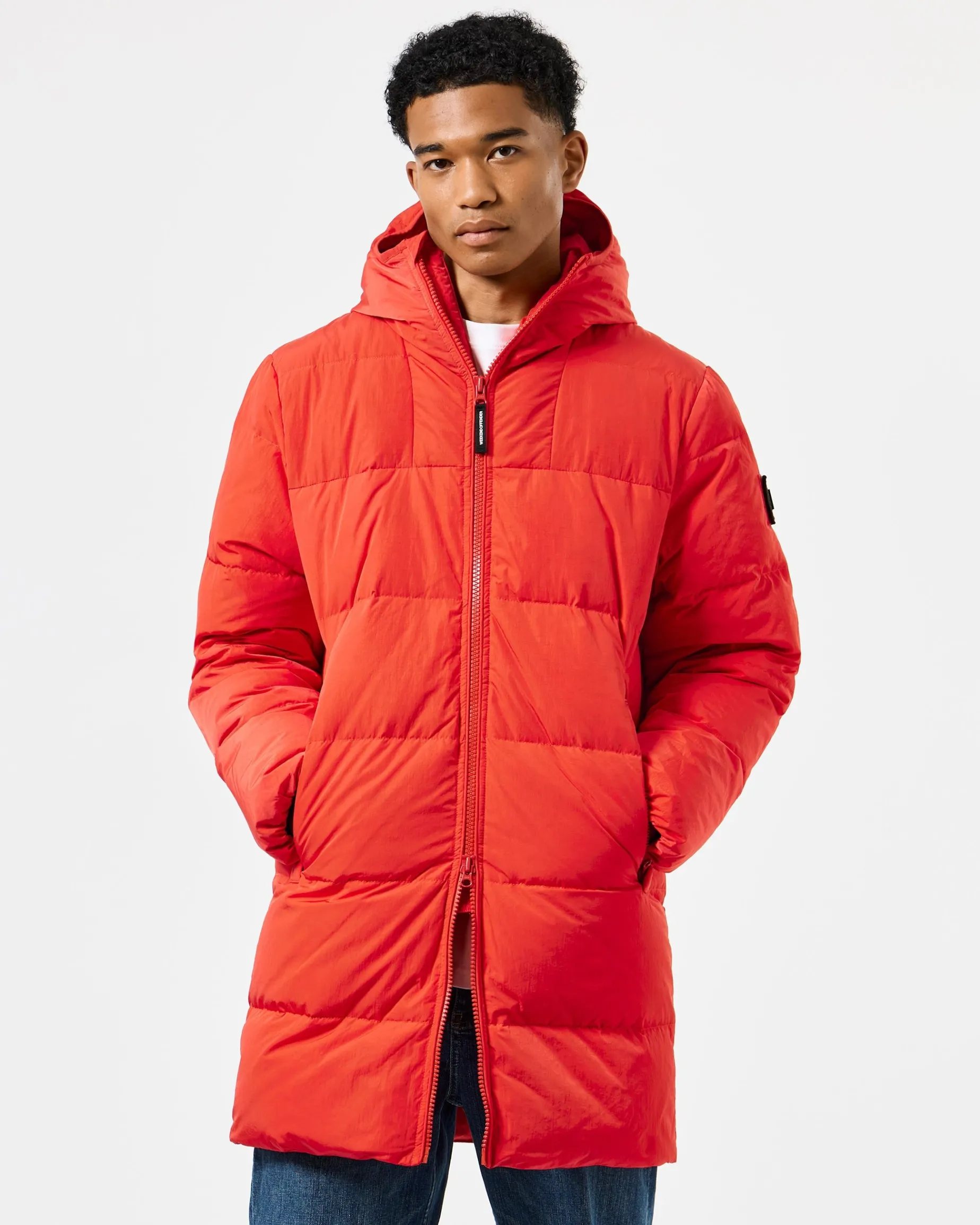 Lange Daunenjacke „Sapporo“ in Cayenne-Rot