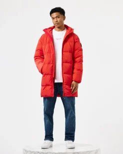Lange Daunenjacke „Sapporo“ in Cayenne-Rot