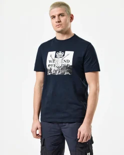 Leo Gregory – T-Shirt mit Monochrome-Grafik, Marineblau