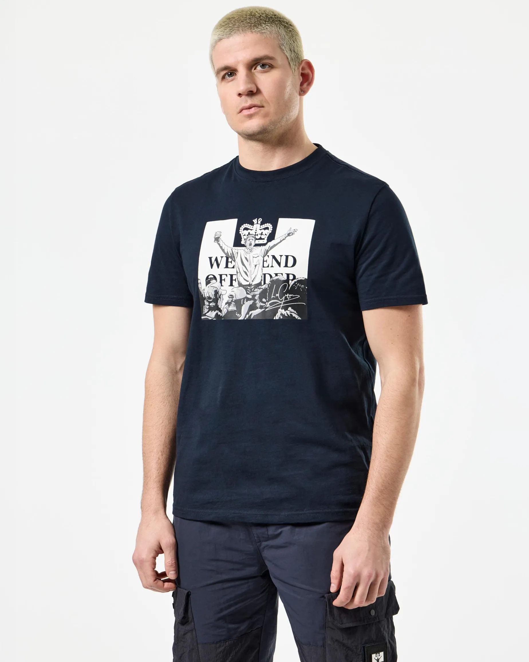 Leo Gregory – T-Shirt mit Monochrome-Grafik, Marineblau