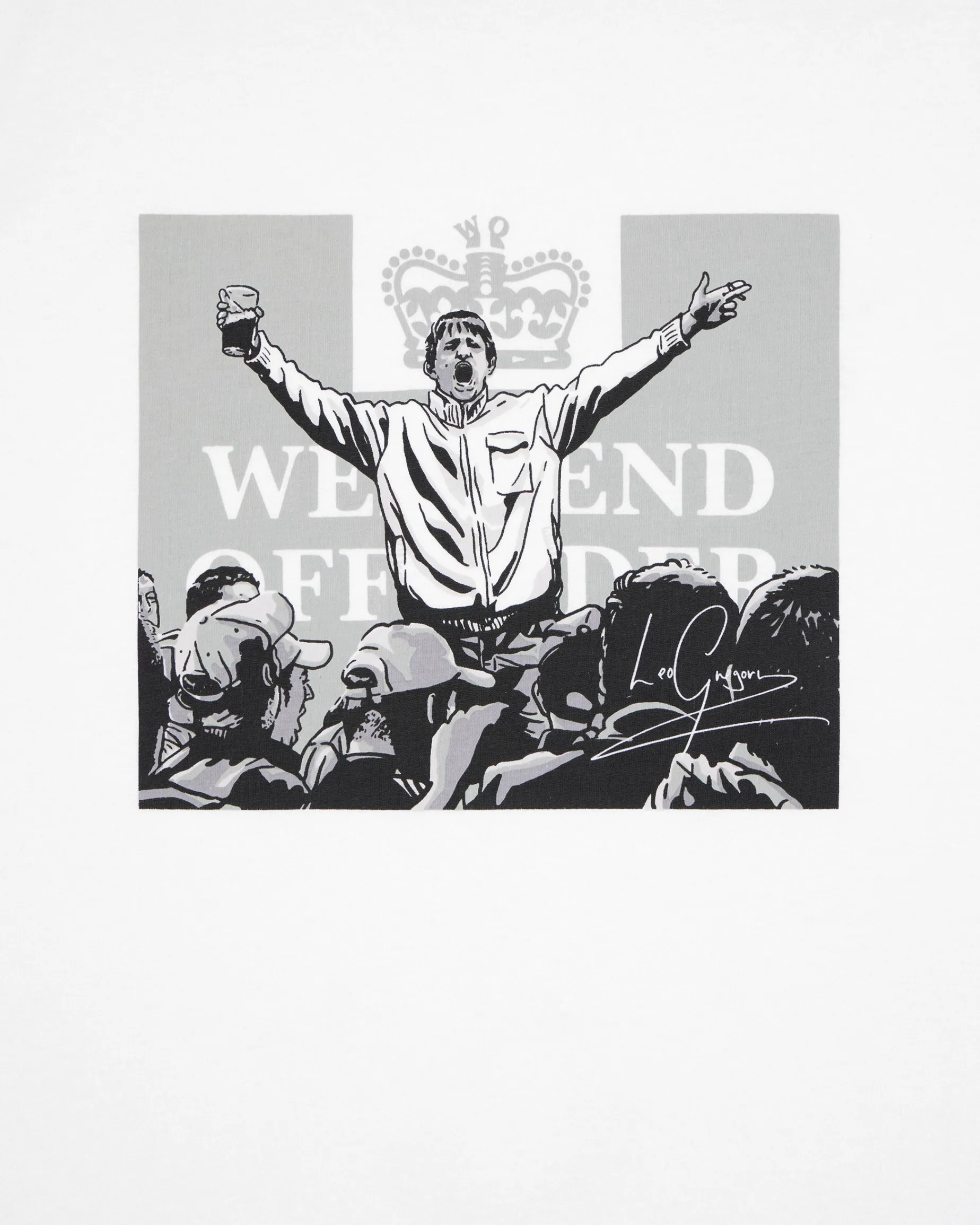 Leo Gregory T-Shirt mit Monochrome-Grafik Weiß