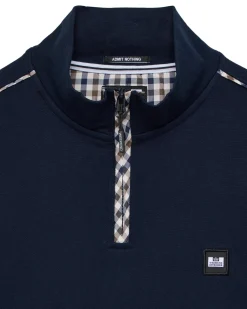 Matisa Sweatshirt mit Viertelreißverschluss Marineblau/Mid House Check