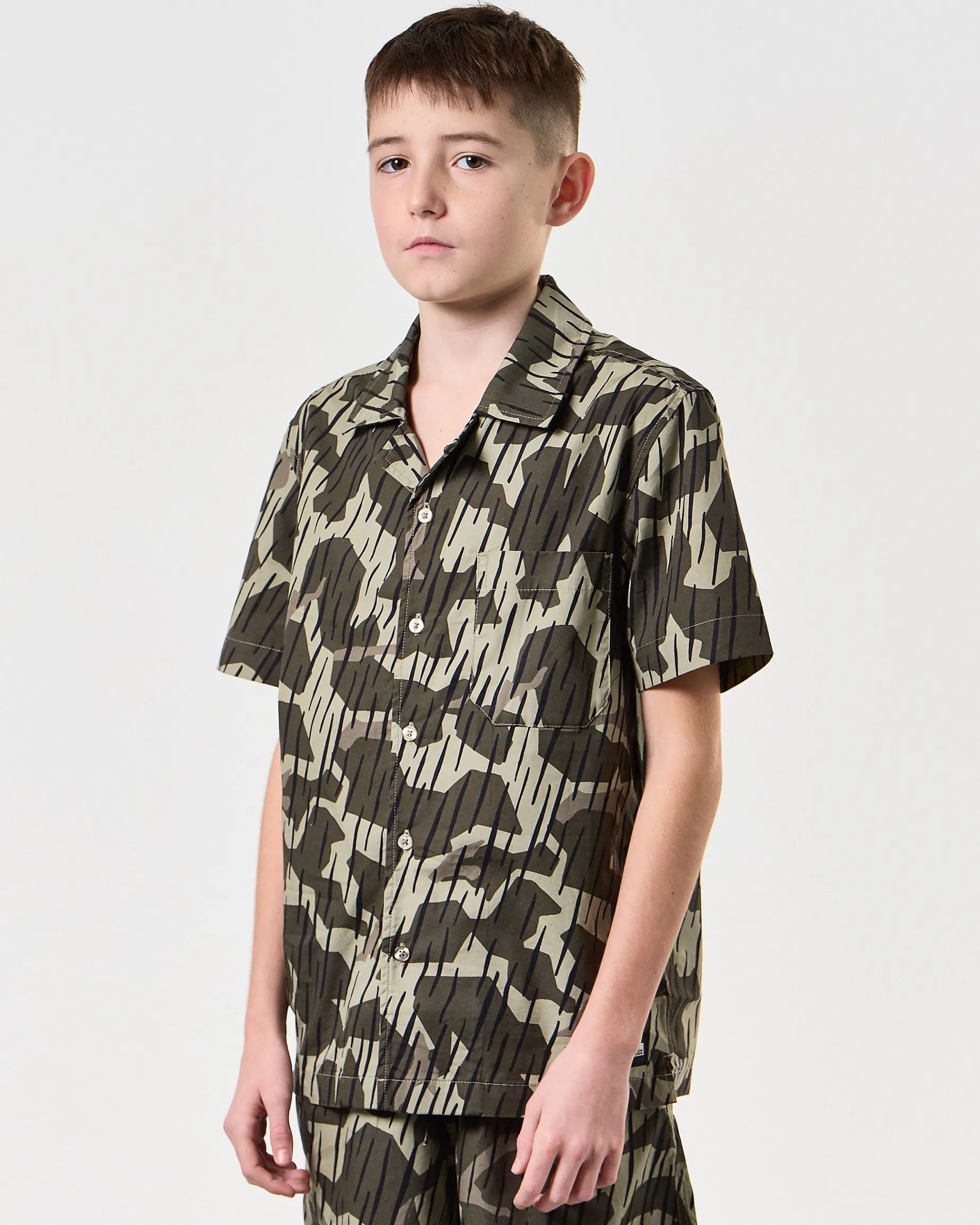 Monuriki Camo Shirt für Kinder, Castle Green Rain Camo