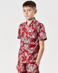 Monuriki Camo Shirt für Kinder, Blaze Red Rain Camo