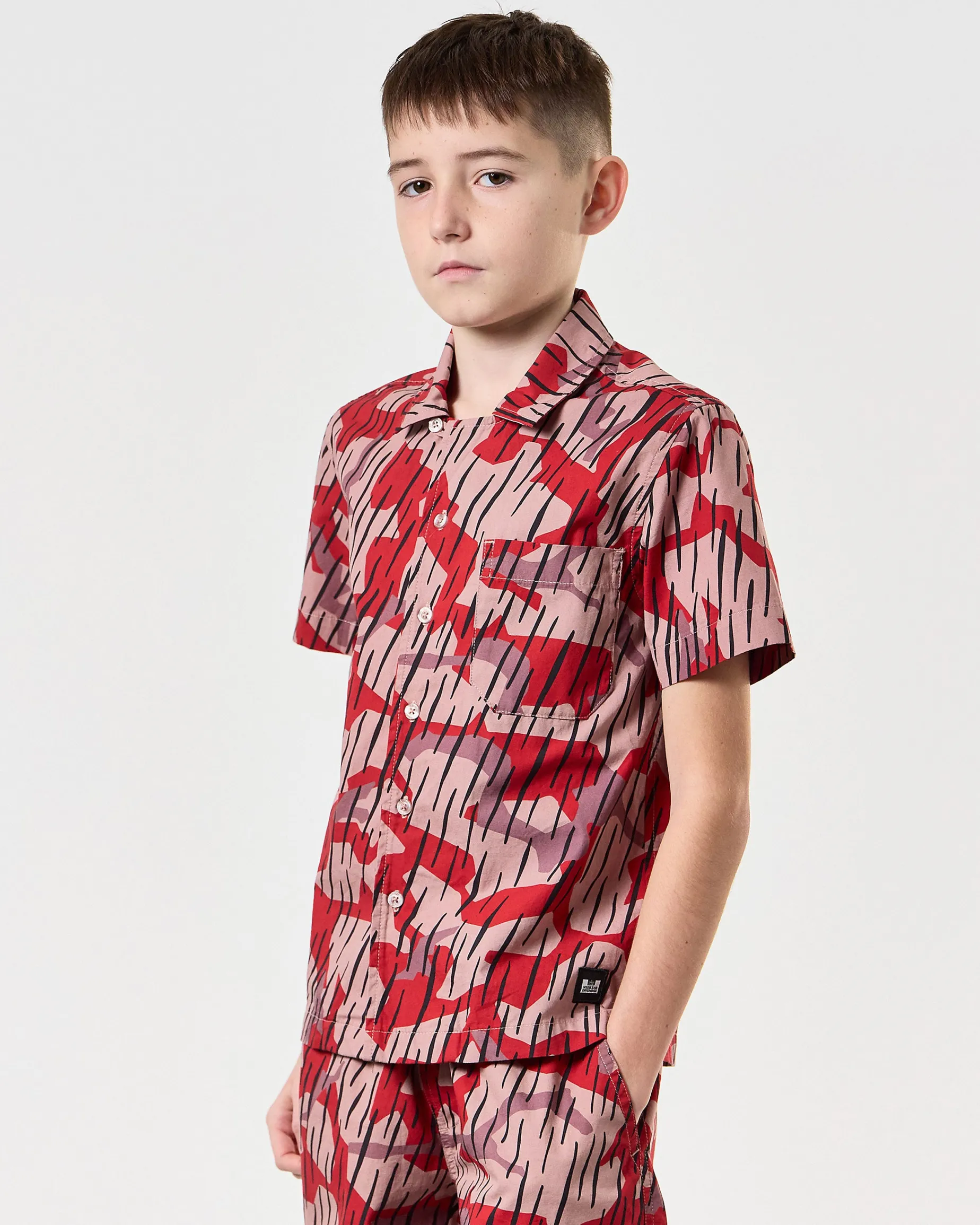 Monuriki Camo Shirt für Kinder, Blaze Red Rain Camo