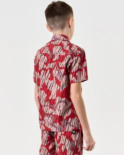 Monuriki Camo Shirt für Kinder, Blaze Red Rain Camo