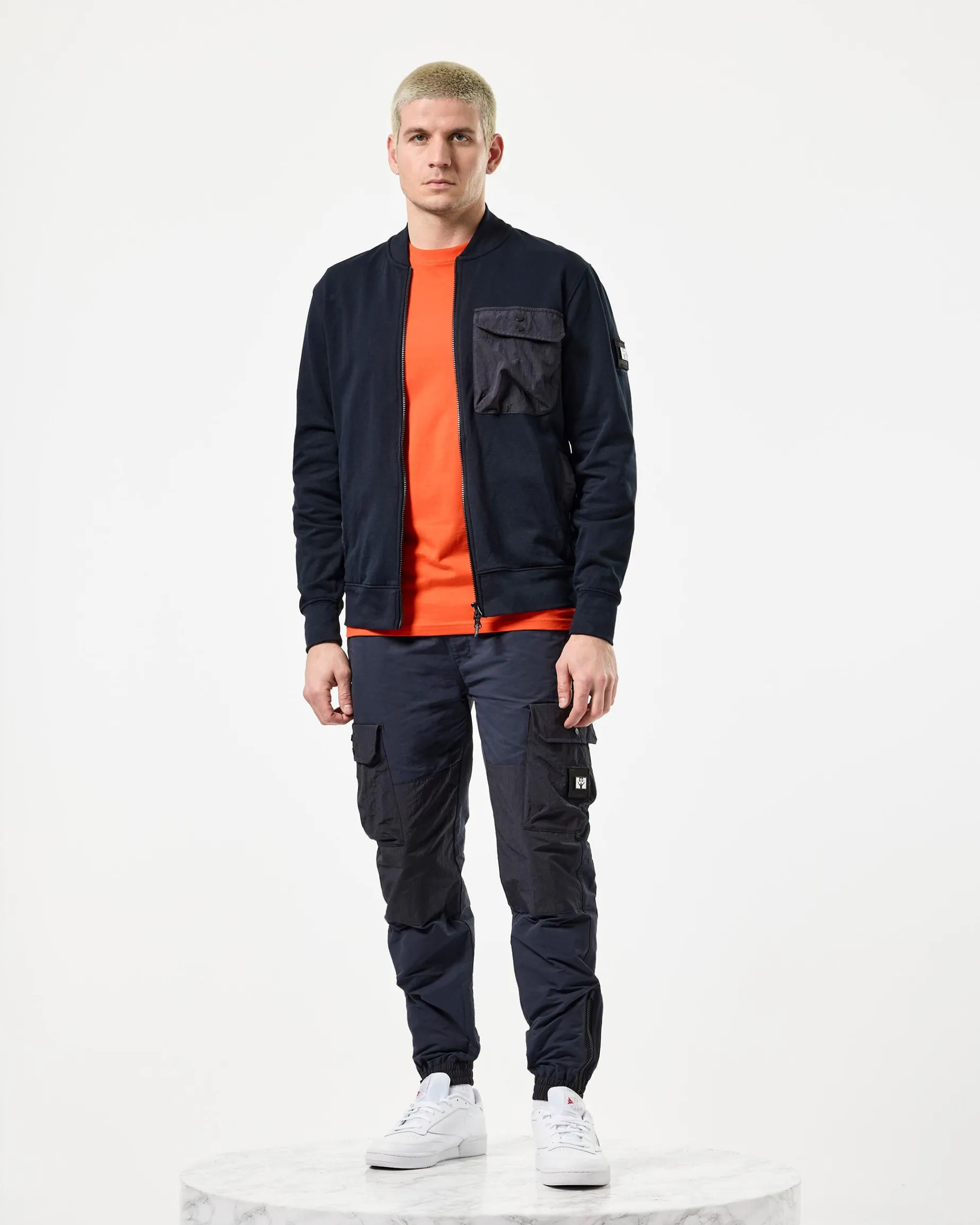 Santo Sweatshirt mit durchgehendem Reißverschluss, Marineblau