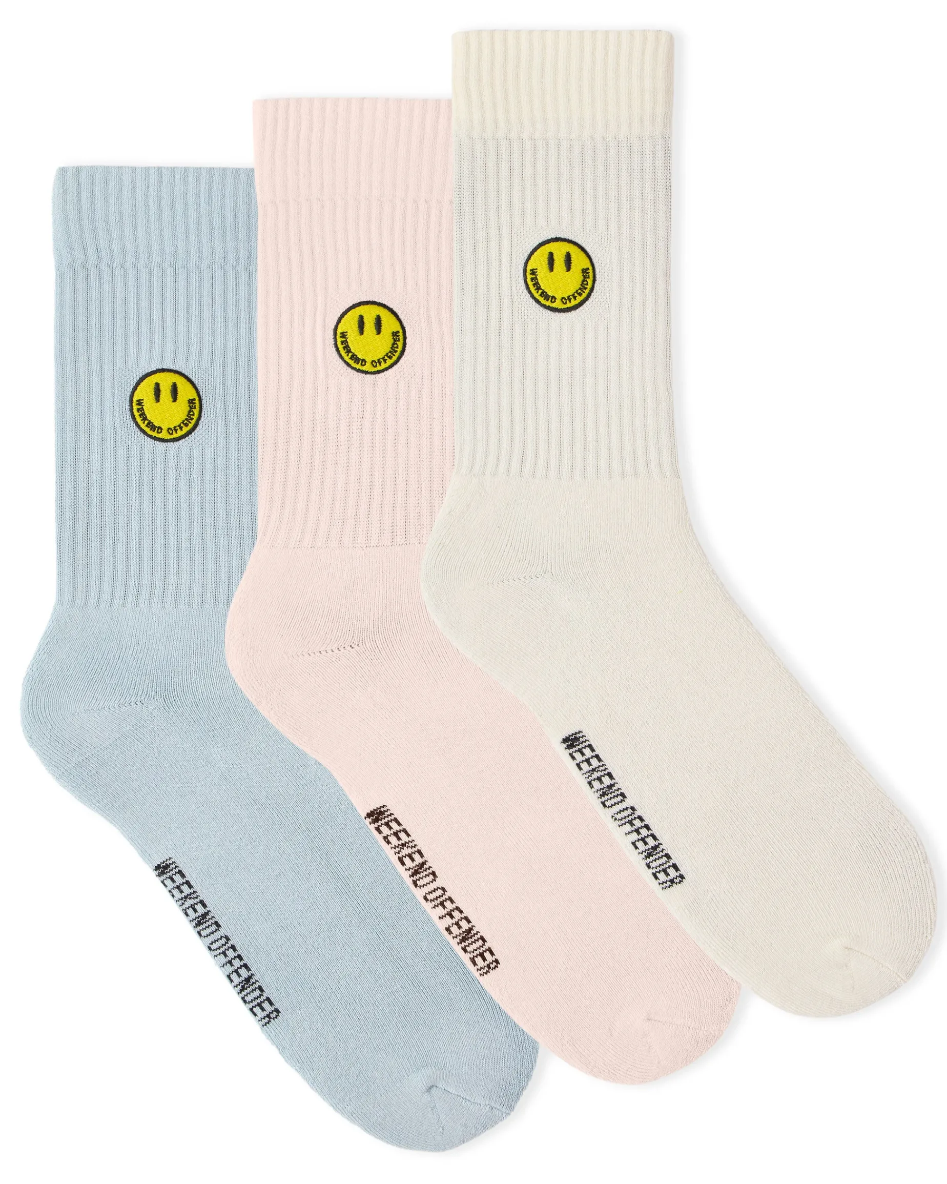 Smiley Sportsocken Rosa/Blau/Creme