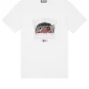 T-Shirt mit aufgestickter Pyramiden-Grafik in Weiß