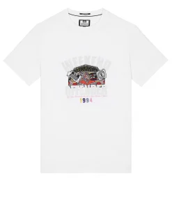 T-Shirt mit aufgestickter Pyramiden-Grafik in Weiß