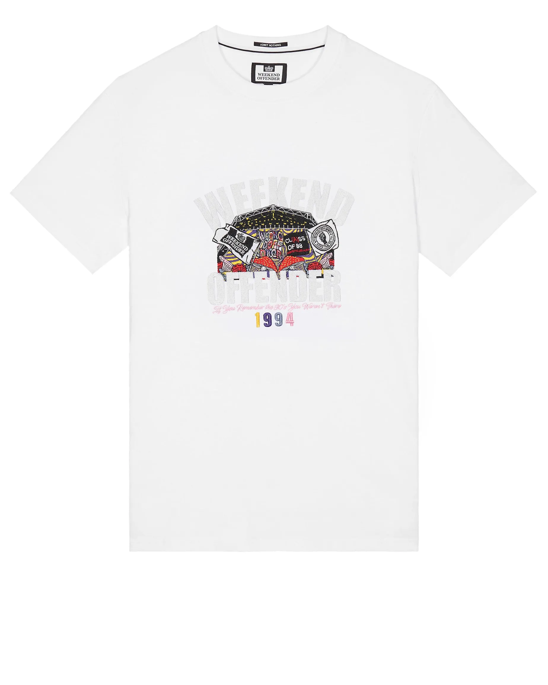 T-Shirt mit aufgestickter Pyramiden-Grafik in Weiß