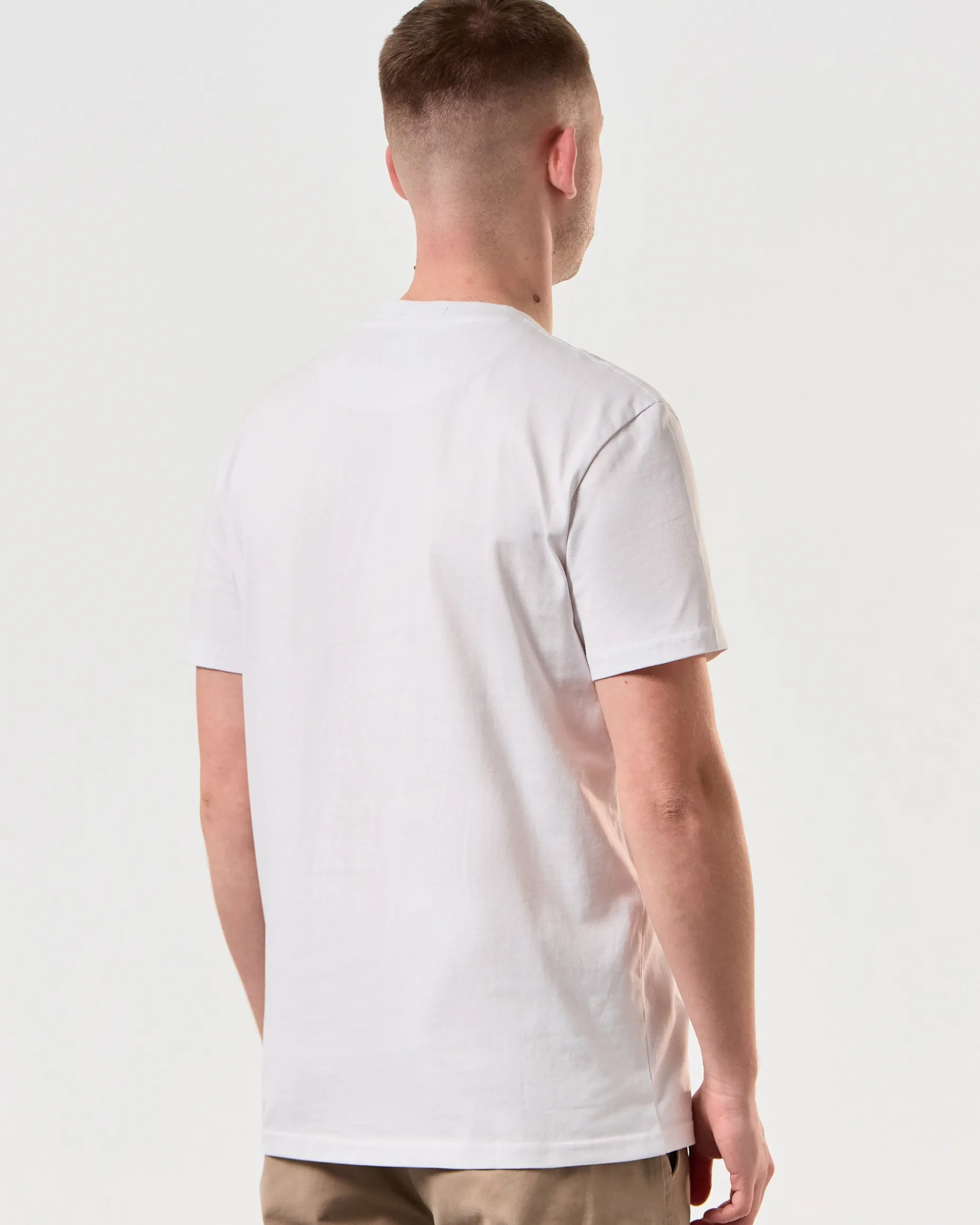 T-Shirt mit aufgestickter Pyramiden-Grafik in Weiß