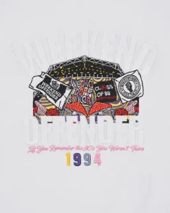 T-Shirt mit aufgestickter Pyramiden-Grafik in Weiß