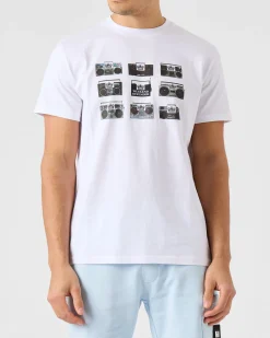 T-Shirt mit Boombox-Grafik in Weiß