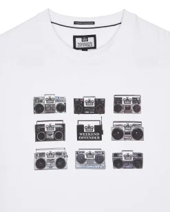 T-Shirt mit Boombox-Grafik in Weiß