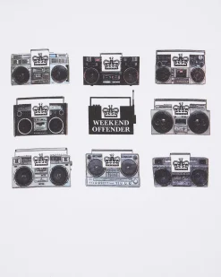 T-Shirt mit Boombox-Grafik in Weiß