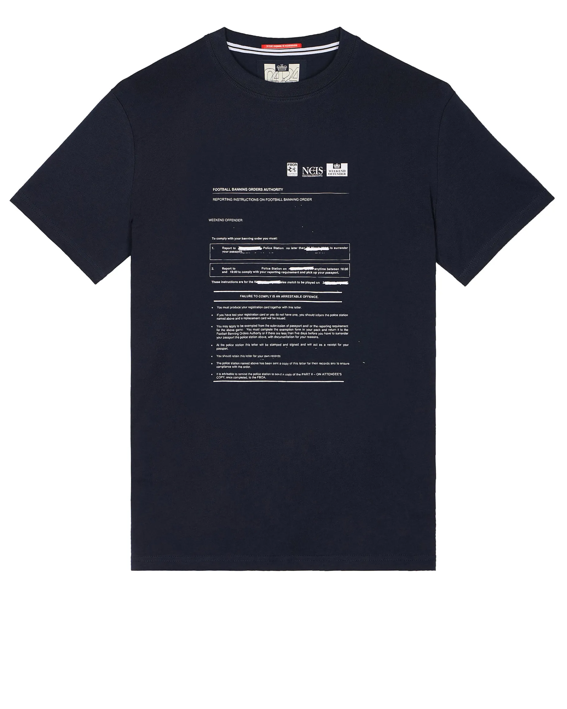 T-Shirt mit Grafik „Banning Order“ in Marineblau